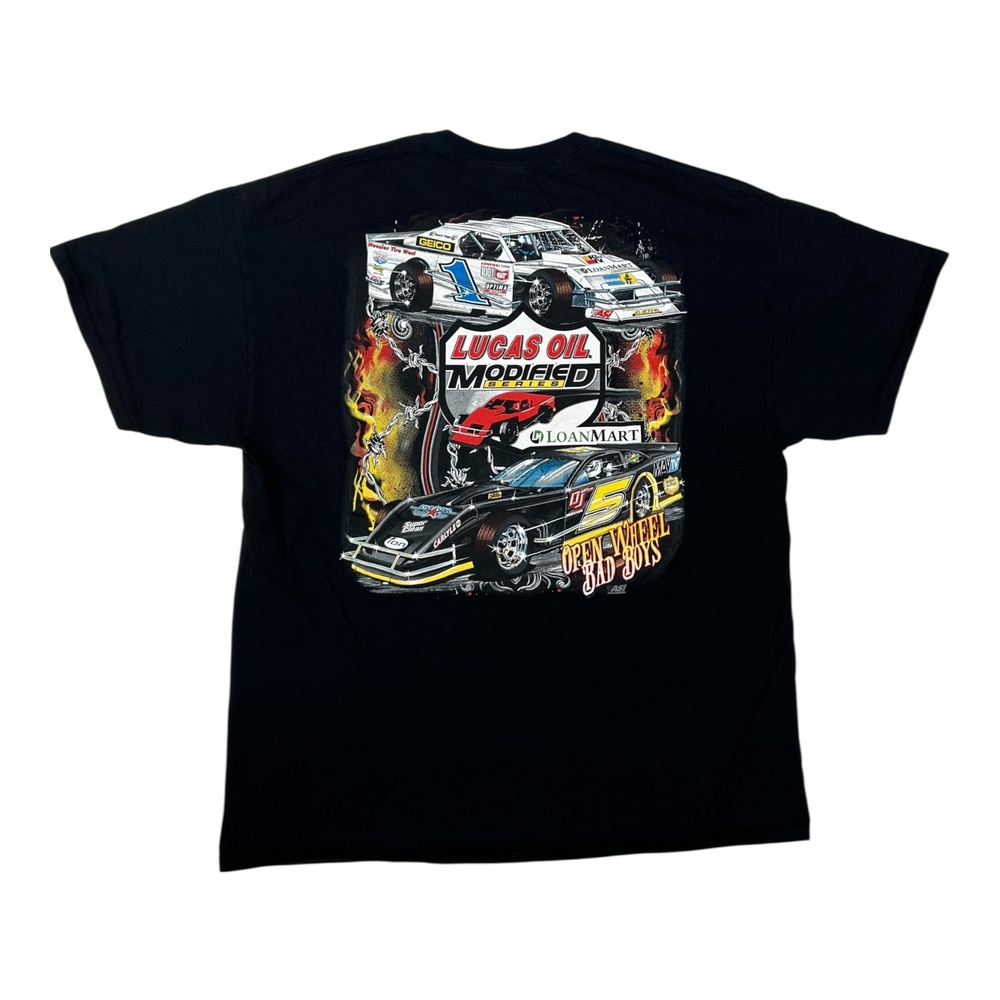 Vintage Lucas Oil Modified Series T-Shirt Mens XL Black Car Racing Graphic Y2K